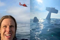 Pilot records selfie video after plane crashes in pacific ocean
