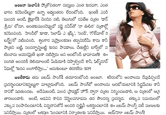 Anjana Shukhani ready for Item songs