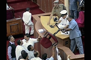 Congress MLAs hurl chair in Odisha Assembly 
