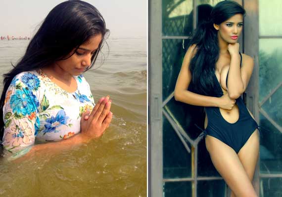 Poonam pandey takes a dip at Maha   Kumbh Mela