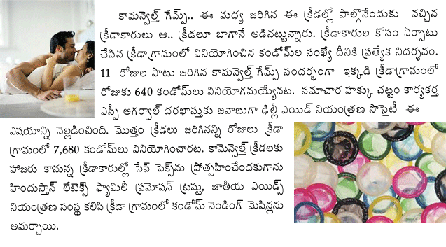 640 condoms used daily at Commonwealth Games village in 2010 ... at the Commonwealth Games village in New Delhi during the 11-day-long .... is an amazing video of Greg Norman hitting a hole-in-one in Sydney, Australia