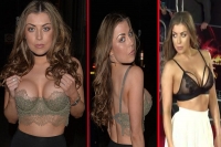 Abigail clarke flashes her ample assets in just a bralet for night out