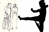 16 years old girl practices martial arts lessons on molesters