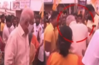 Ashok gajapathi raju beats up woman party worker during campaigning for local polls
