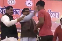 Video shows bjp mp slapping wrestler on stage at sports event