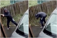 Brick thrown at car window bounces back and hits thief face