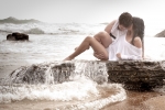 Couples enjoy a romantic bathing