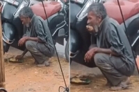 Viral video poor man eats in the rain in a heartwarming clip internet is in tears