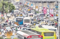 Heavy traffic jam on national highway 65 at kukatpally