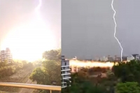 Saw people run scream man films intense lightning strike in maharashtra
