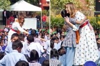 Us first lady melania trump arrives at govt school to attend happiness class