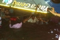 Private bus ramps into culvert in khammam 10 dead