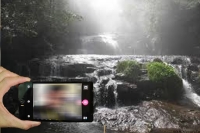 Selfie with bathing girl at kodaikanal waterfalls