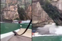 Canyon wall collapses and falls onto tourist boats in brazil killing ten people