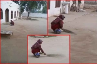 Pakistani aunty sweeping the floor riding a hoverboard