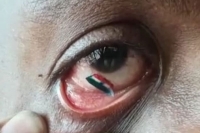 Tamil nadu activist paints tricolour in his eye to mark independence day 2022