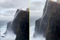 Incredible footage shows water flowing upwards