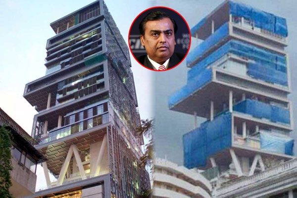 Ambani antilla house covered by plastic due to rain