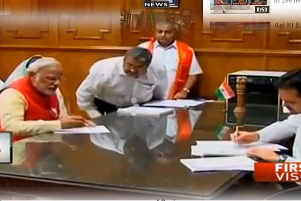 Narendra modi files nomination papers at vadodara