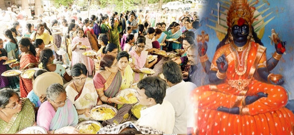 Seemandhra telangana employees celebrates on nalla pochamma bonalu