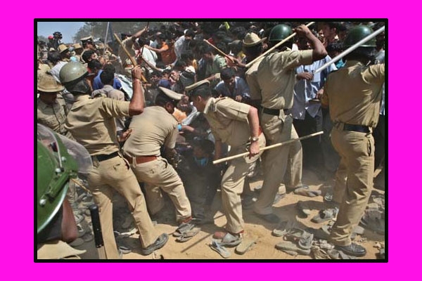 Telagana government police lathi charge on osmania students