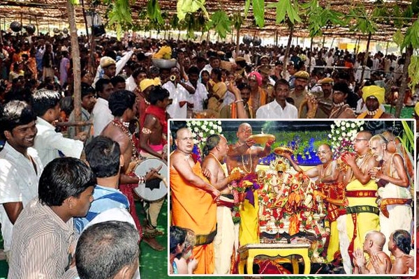 Newly wed ram and sita blessed by pandits