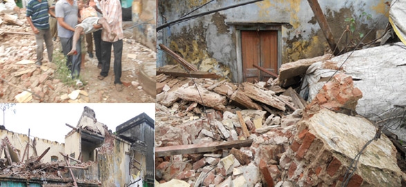 One injured in old building collapse at vijayawada