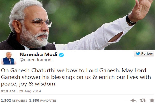 Pm narendra modi wishes happy vinayaka chavithi to indian people on twitter