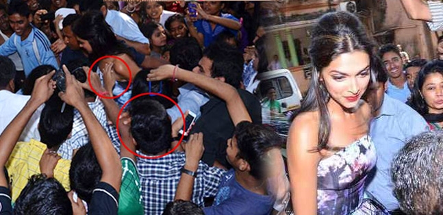 Deepika padukone groped by a man in public